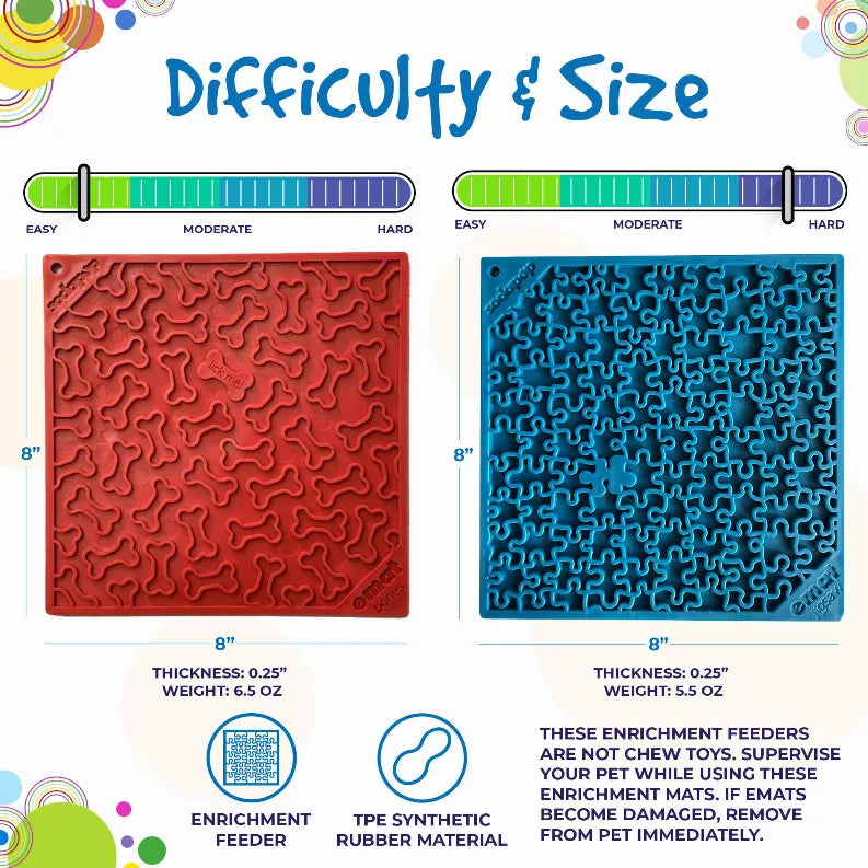 Large Blue Jigsaw & Large Red Bones eMat Lick Mat Bundle